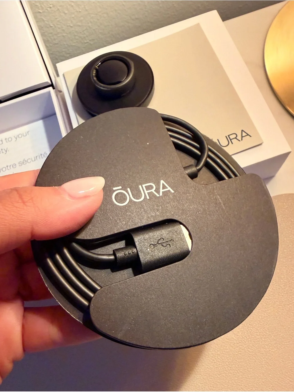 Oura Black Charging Dock with White Presentation Box